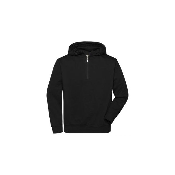 BIO Workwear-Half Zip Hoody - Sweatshirt mit Kapuze und Reißverschluss