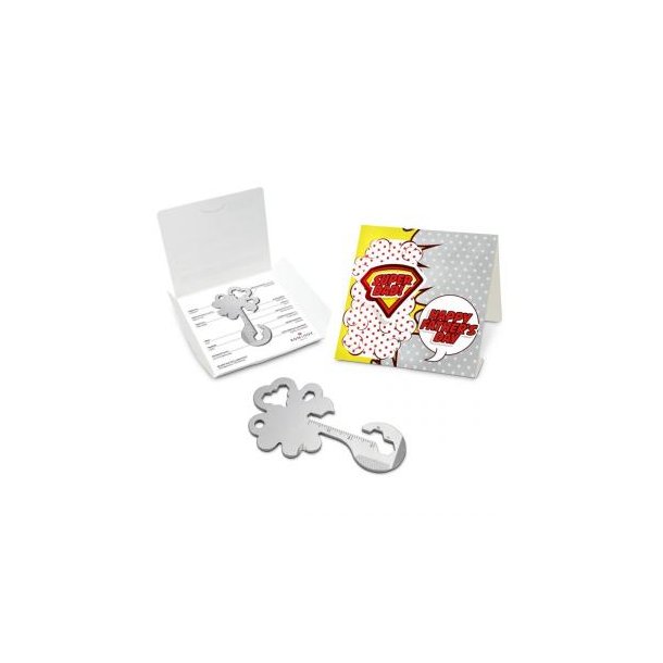Geschenkartikel / Präsentartikel: ROMINOX® Key Tool Lucky Charm / Kleeblatt Glücksbringer (19 Funktionen) im Motiv-Mäppchen Super Dad