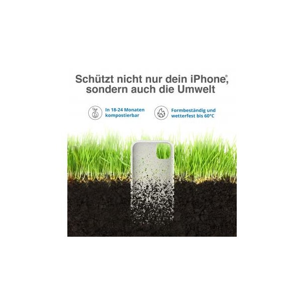 Handy Hülle kompostierbar iPhone™ 12/12 pro Turtle Eco Soft Case PLA + Bambus , schwarz
