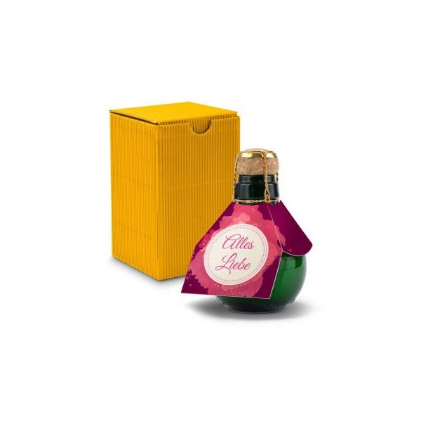 Kleinste Sektflasche der Welt! Alles Liebe - Inklusive Geschenkkarton in Gelb, 125 ml