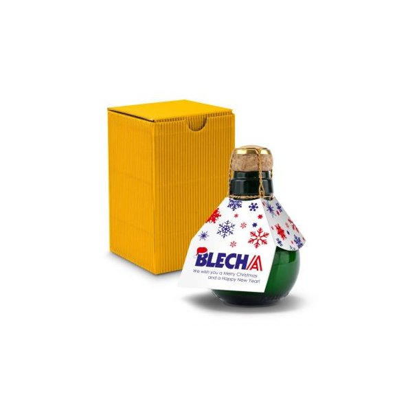 Kleinste Sektflasche der Welt! Eigendesign - Inklusive Geschenkkarton in Gelb, 125 ml