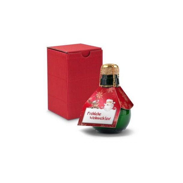 Kleinste Sektflasche der Welt! Fröhliche Weihnachten - Inklusive Geschenkkarton in Rot, 125 ml