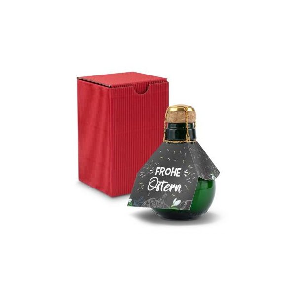 Kleinste Sektflasche der Welt! Frohe Ostern - Inklusive Geschenkkarton in Rot, 125 ml
