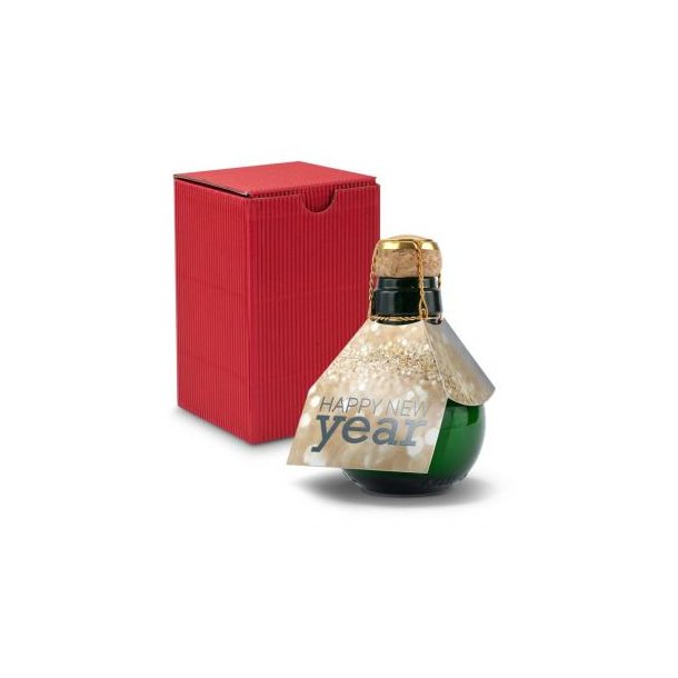 Kleinste Sektflasche der Welt! Happy New Year - Inklusive Geschenkkarton in Rot, 125 ml
