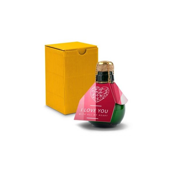 Kleinste Sektflasche der Welt! I love u - Inklusive Geschenkkarton in Gelb, 125 ml