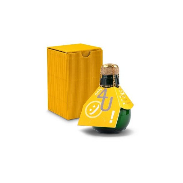 Kleinste Sektflasche der Welt! Only 4 u - Inklusive Geschenkkarton in Gelb, 125 ml