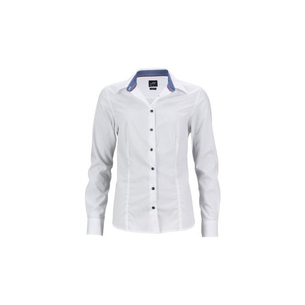Ladies\' Shirt "Plain" - Shirt mit modischen Einsätzen an Kragen und Manschette