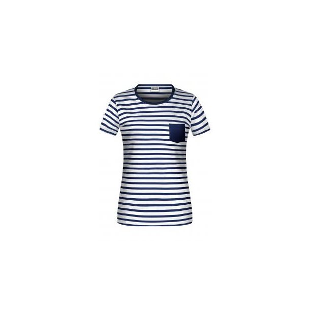 Ladies\' T-Shirt Striped - T-Shirt in maritimem Look mit Brusttasche