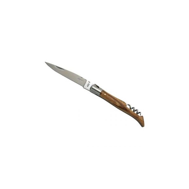 Laguiole-Taschenmesser, 12 cm, eschenholzgriff, korkenz (etui)