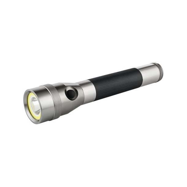Metmaxx® LED MegaBeam Taschenlampe "DualLightPowerEvo" silber/schwarz