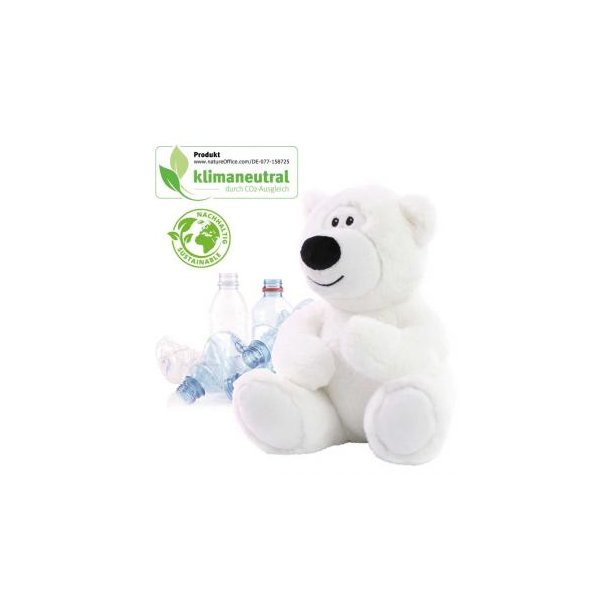 RecycelBär® Ice|Recyclable Likeable: Kuschelweicher Eisbär aus 100% genutzten und recycelten PET-Flaschen