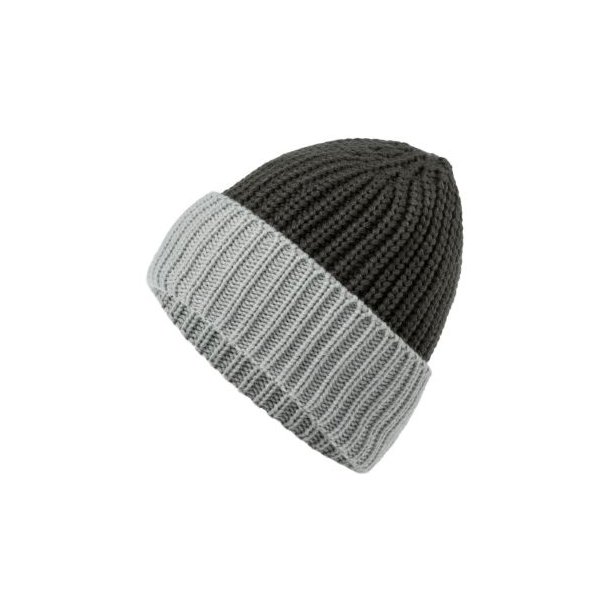 Soft Knitted Beanie - 2-farbige Mütze in grober Strickoptik