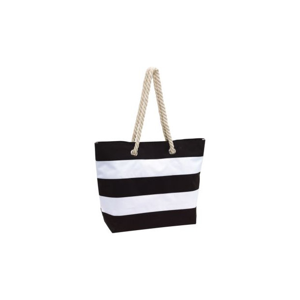Strandtasche "Sylt", 300D, schwarz/weiß
