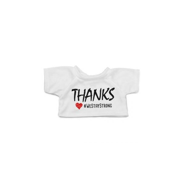THANKS!|#westaystrong T-Shirt für kuschelige Plüschhelden mit Aufdruck.