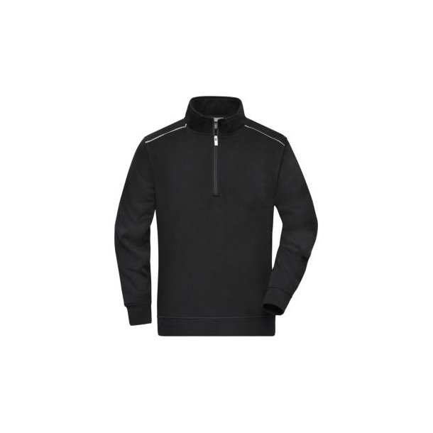 Workwear Half-Zip Sweat - SOLID - - Sweatshirt mit Stehkragen, Reißverschluss und Kontrastpaspel